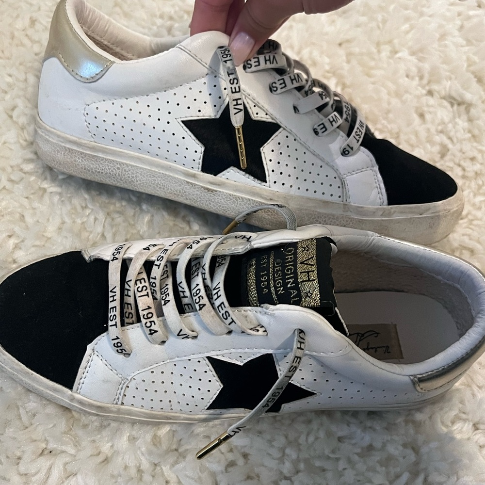 White and Black Star Sneakers